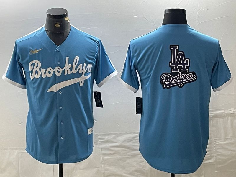 Men Los Angeles Dodgers Blank Light blue Throwback 2024 Nike MLB Jersey style 8